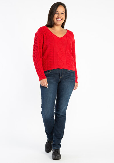 v neck cable popover sweater Image 3