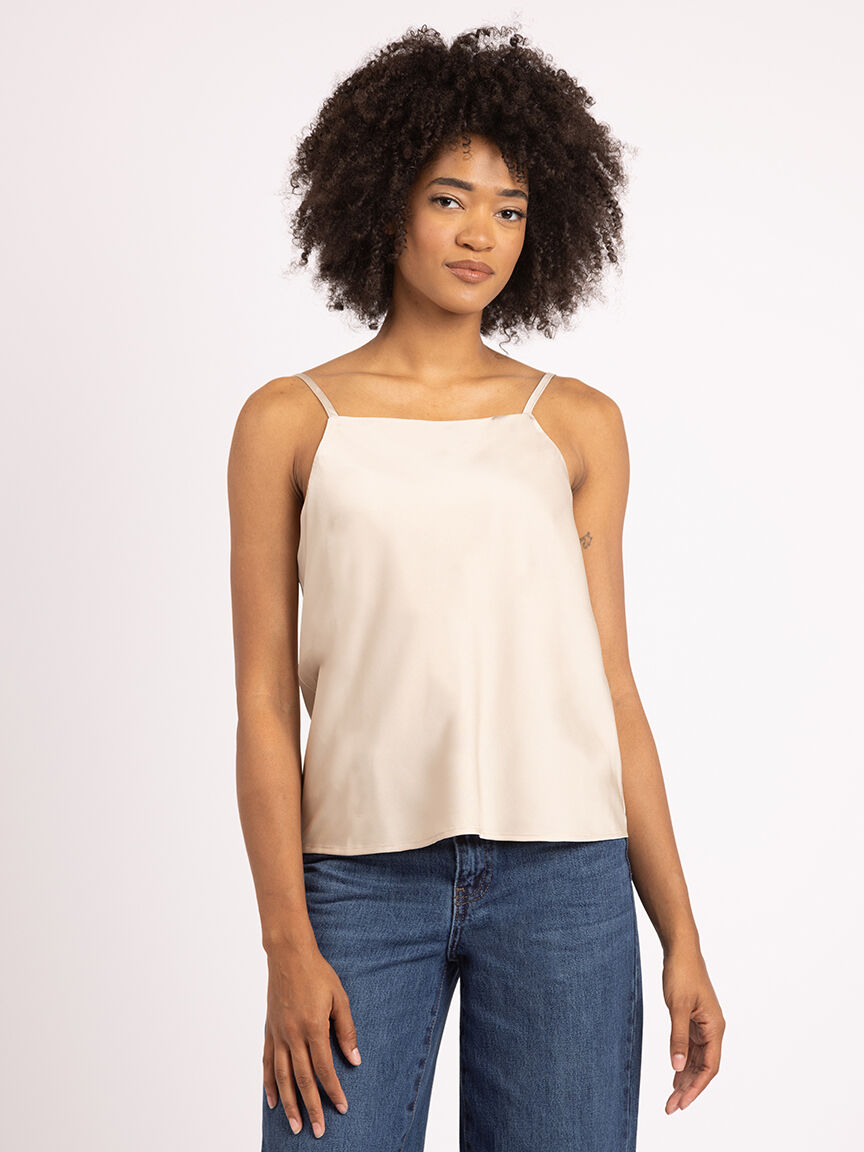 Satin square neck top discount