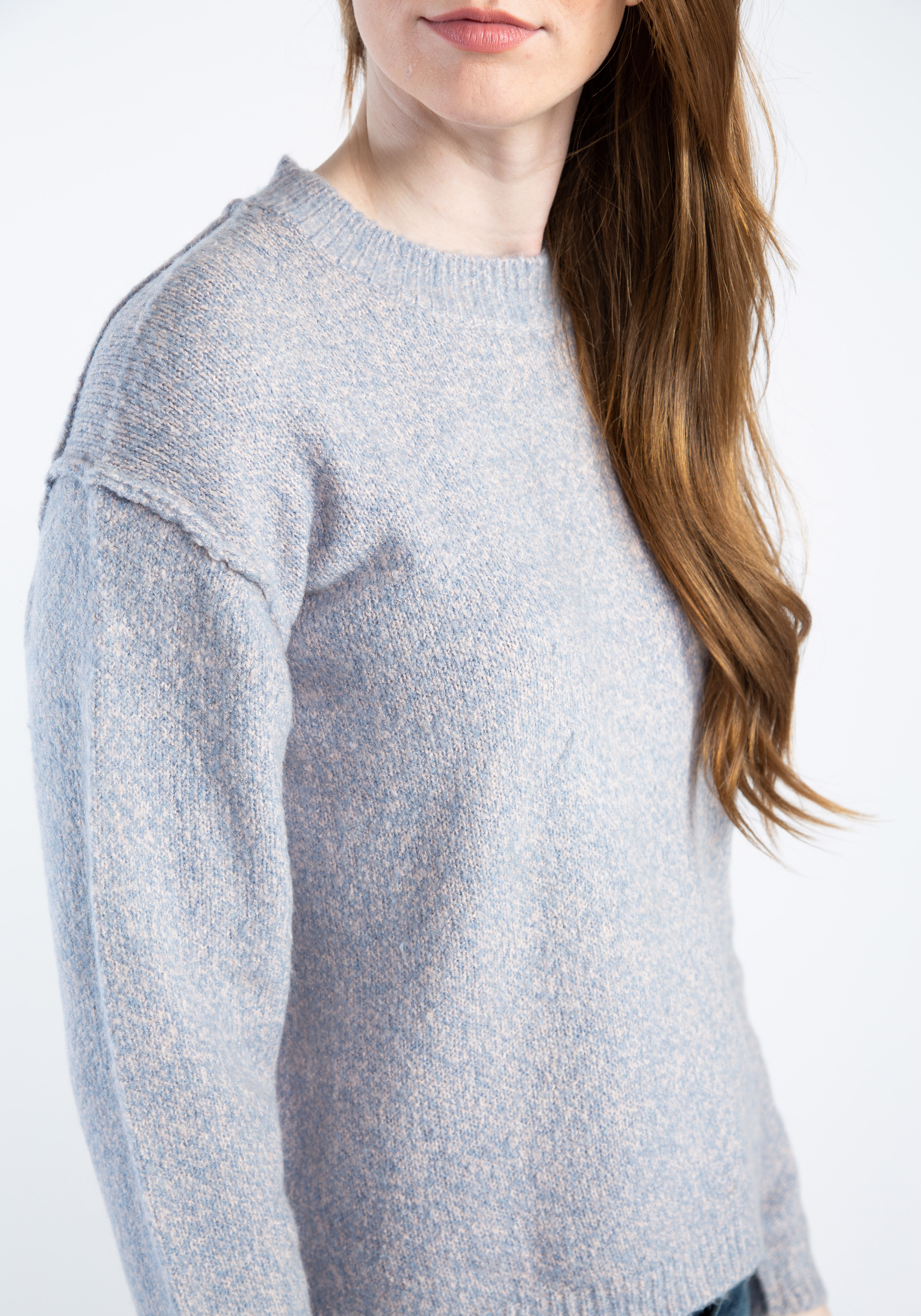 crew neck melange popover sweater Image 4