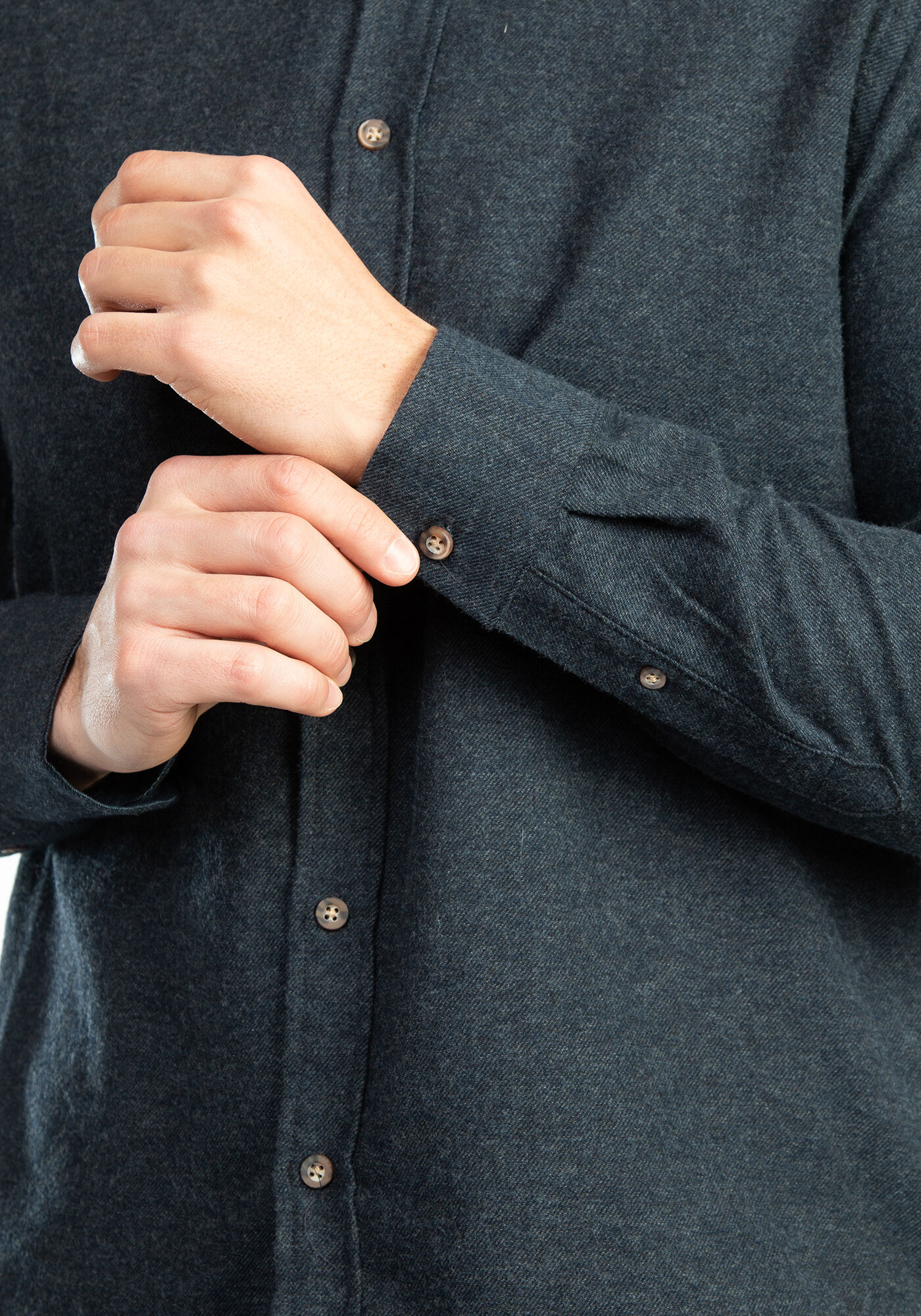 solid melange  flannel shirt Image 5