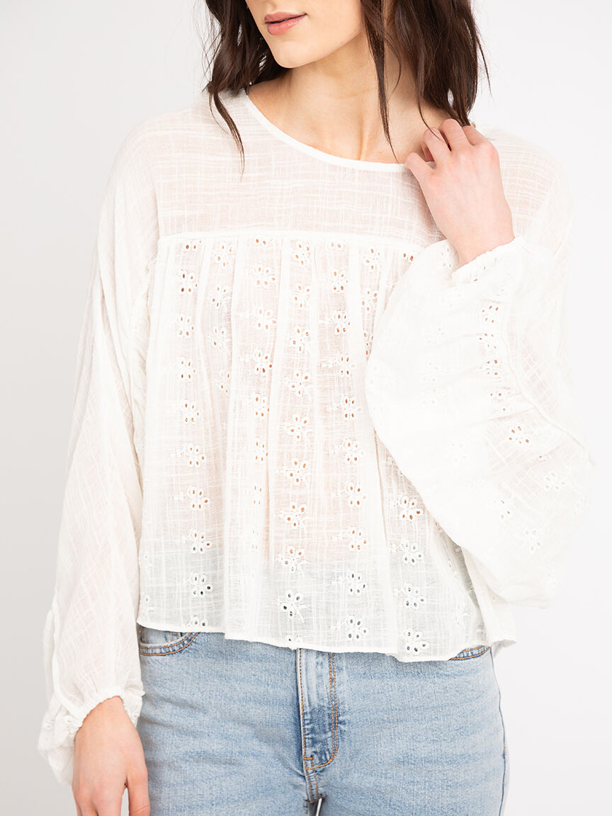 irina eyelet batwing blouse Image 4