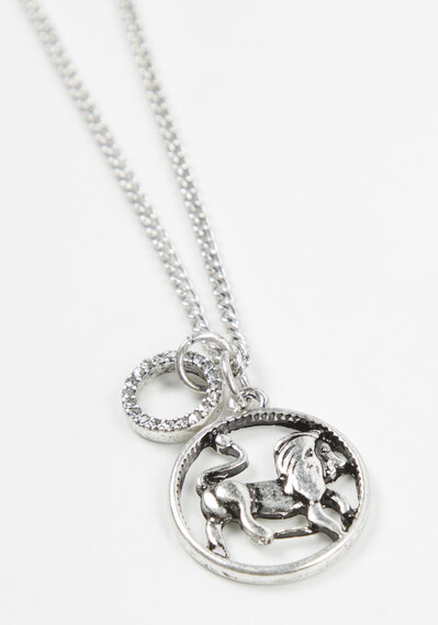 zodiac sign crystal hoop charm necklace - leo Image 2