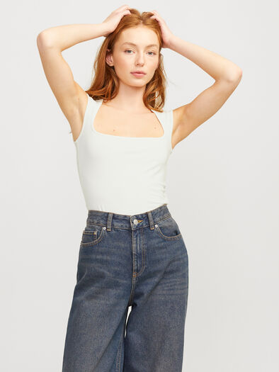 isabella square neck top, White isabella square neck top, White