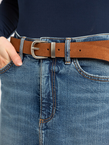 women's suede belt with metal tip Image 1