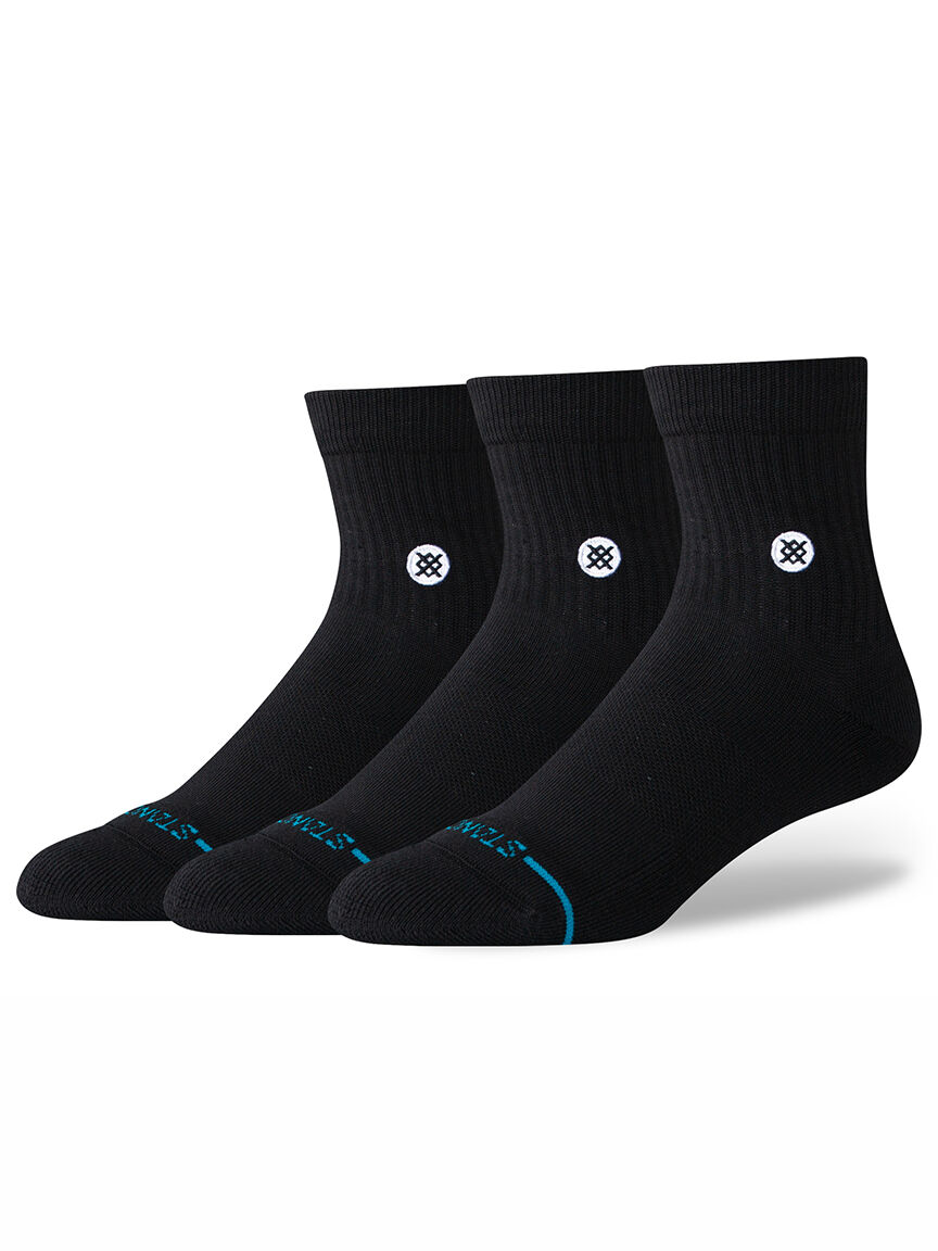 icon quarter sock 3pk black