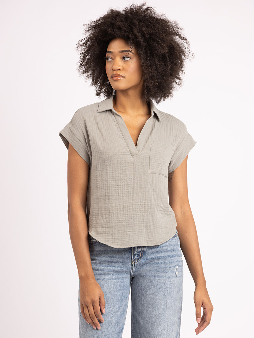 jaden johnny collar gauze shirt Image 3