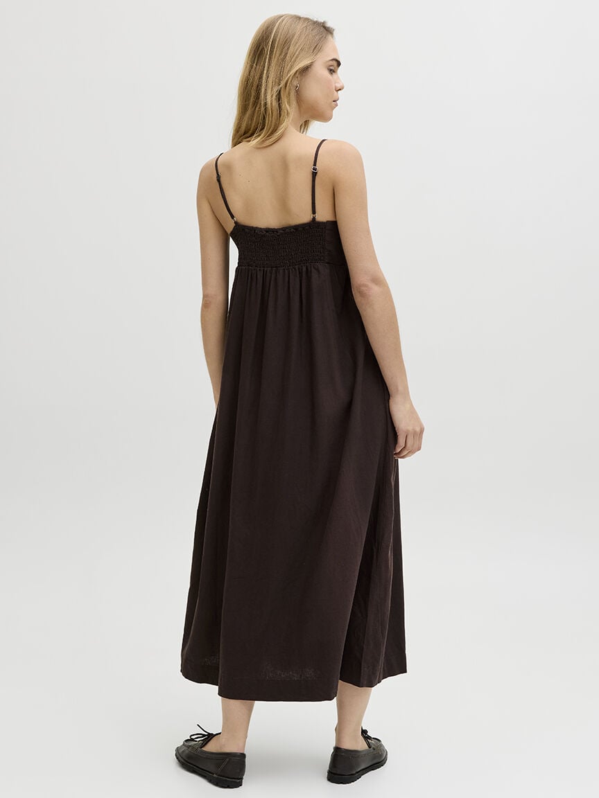 almira linen blend long dress