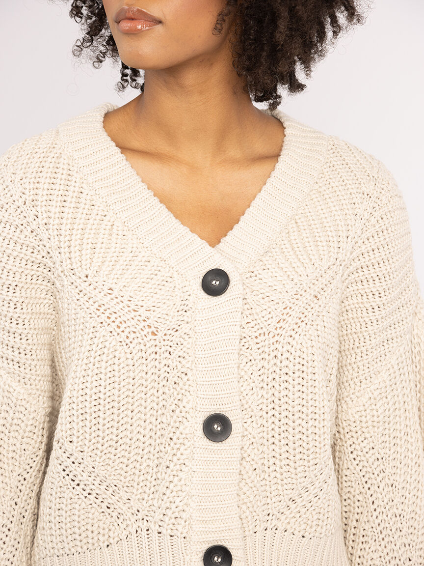 double v neck button front cardigan Image 4