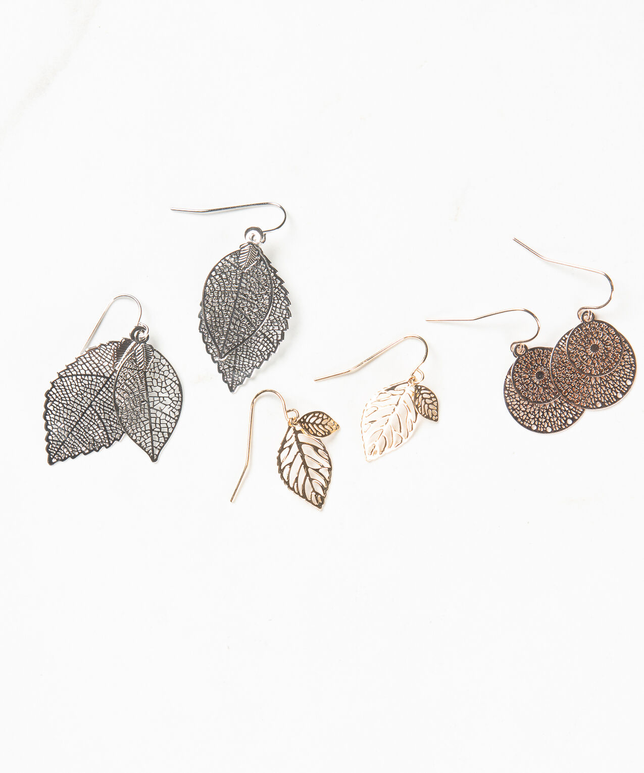 3 pack filigree leaves earrings Image 3