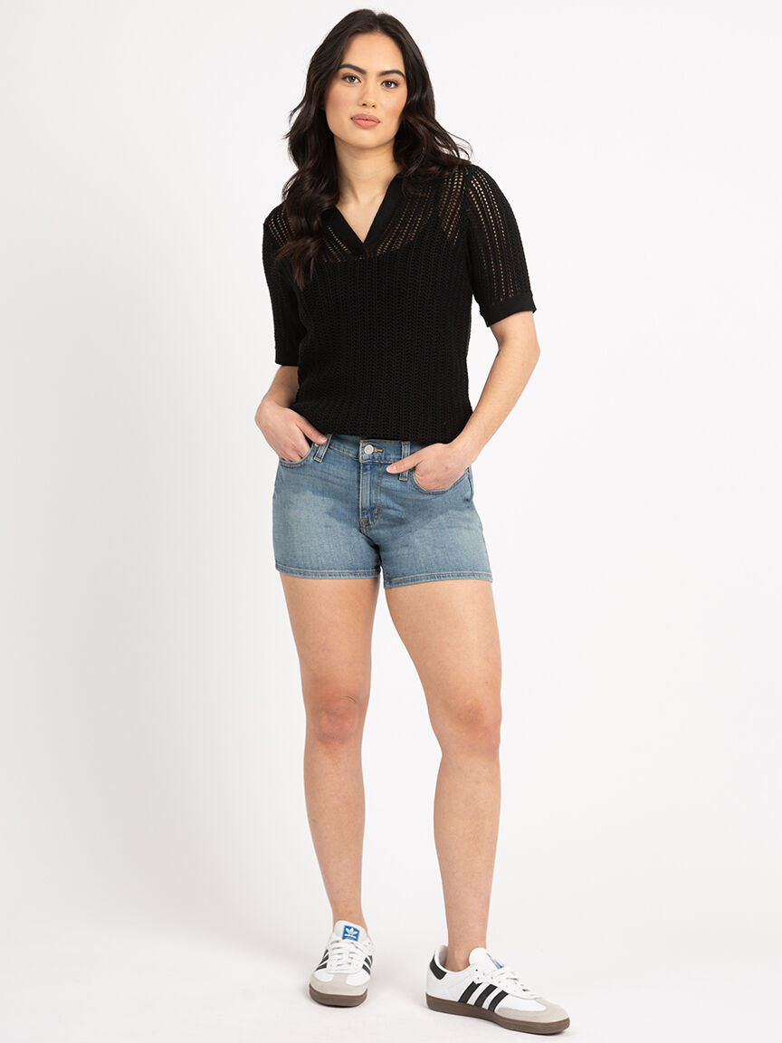 flora short sleeve johnny collar popover Image 3