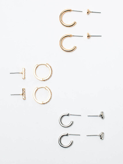 6 pack stud and mini hoop earrings Image 1