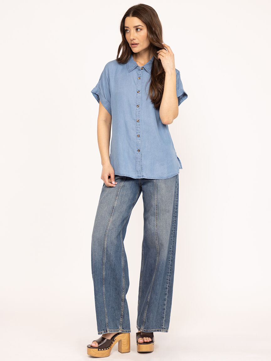 button down chambray top