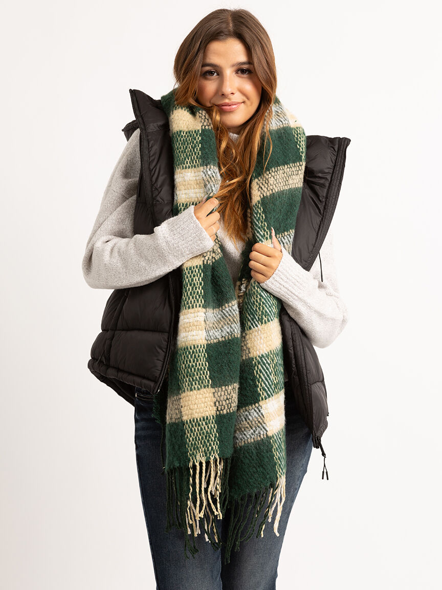 women's oversized plaid scarf Image 1