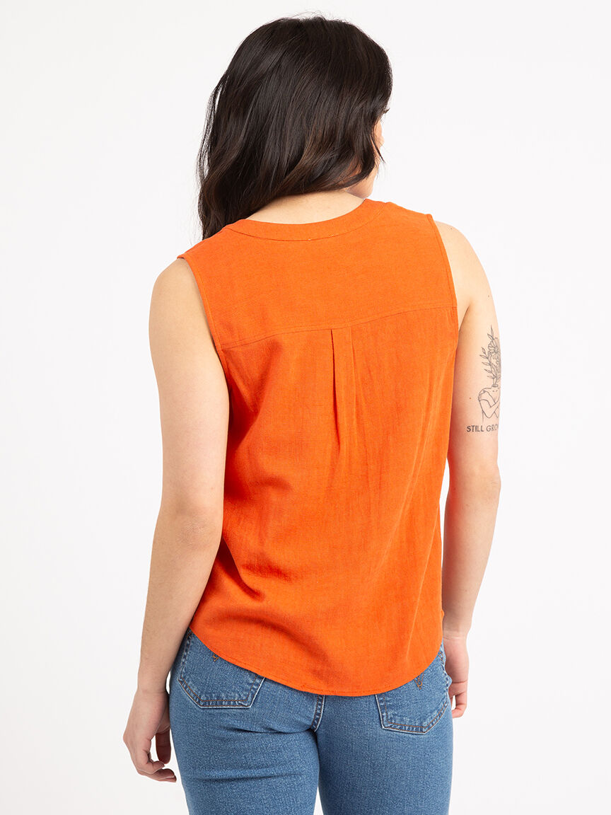 doris collarless button front shirt Image 4