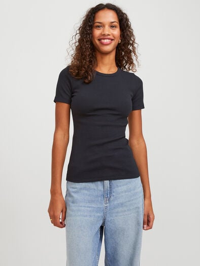 frankie rib tee, White frankie rib tee, White