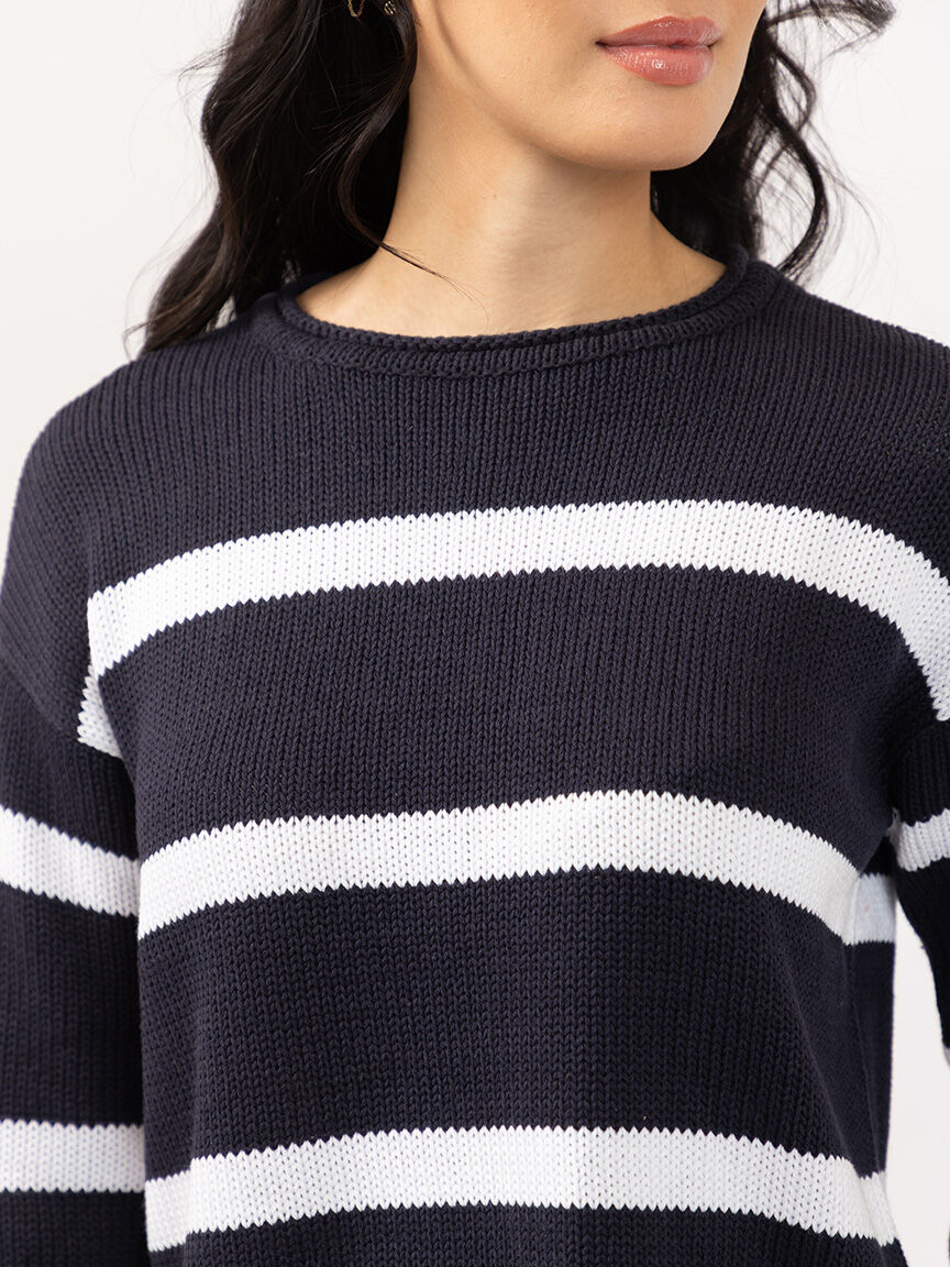 stripe crew neck sweater