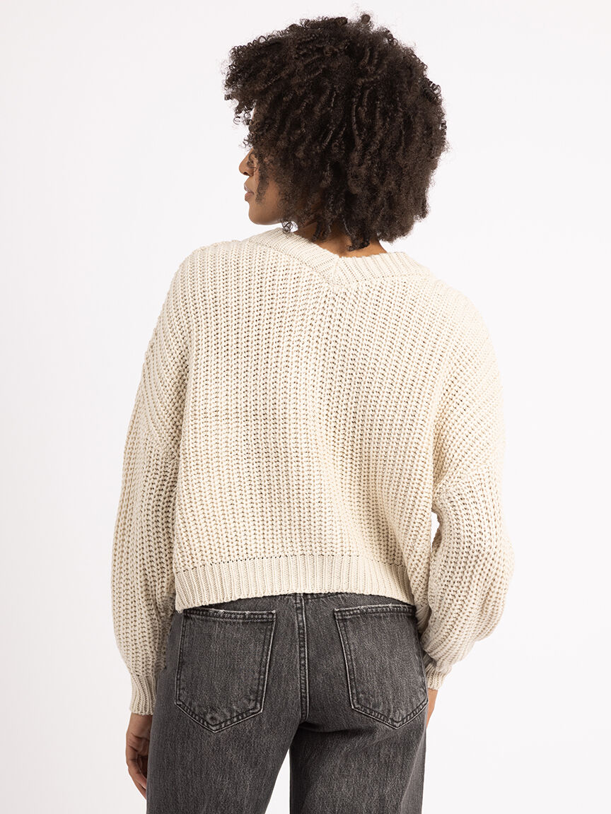 double v neck button front cardigan Image 3