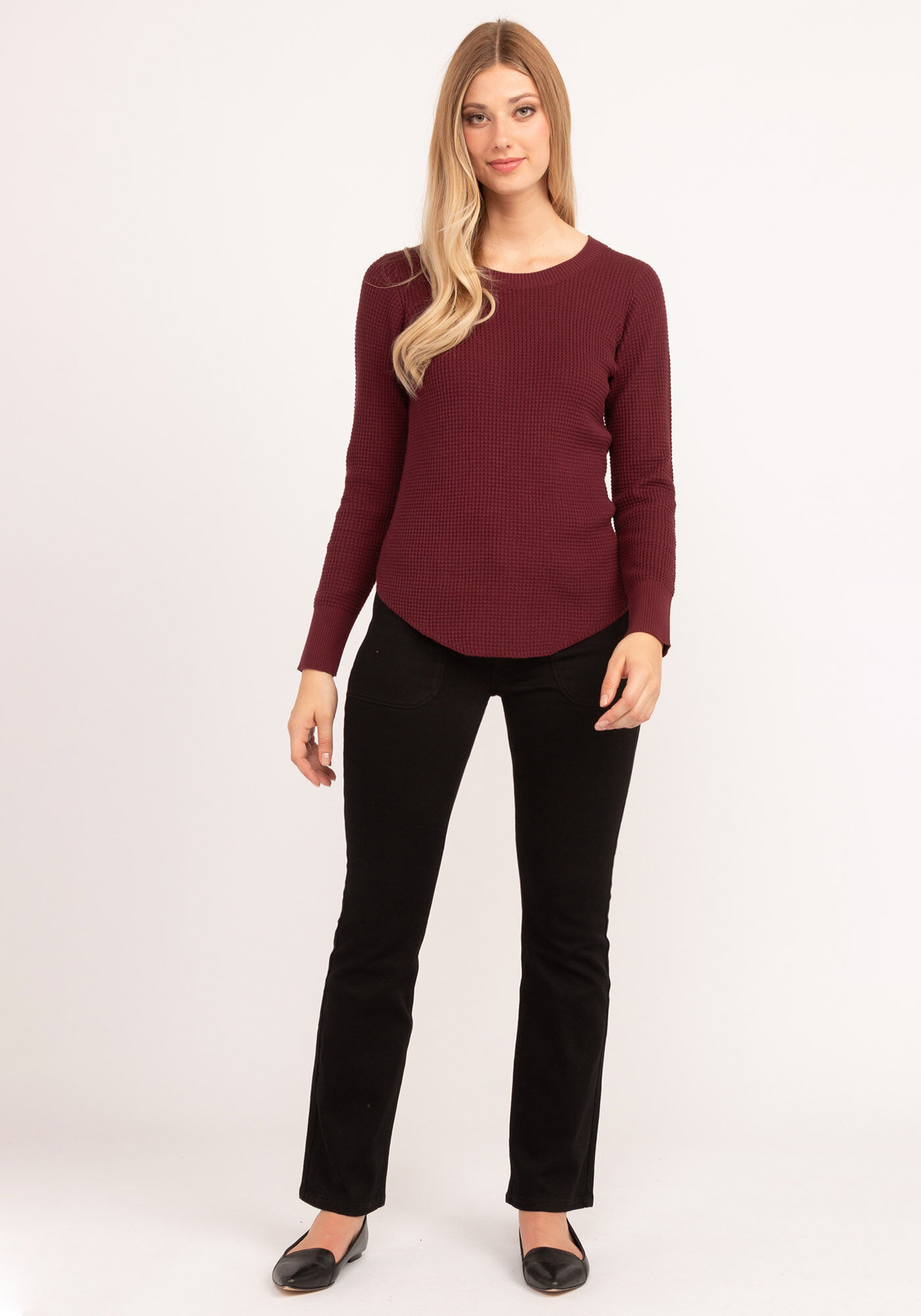 waffle crew neck sweater Image 3