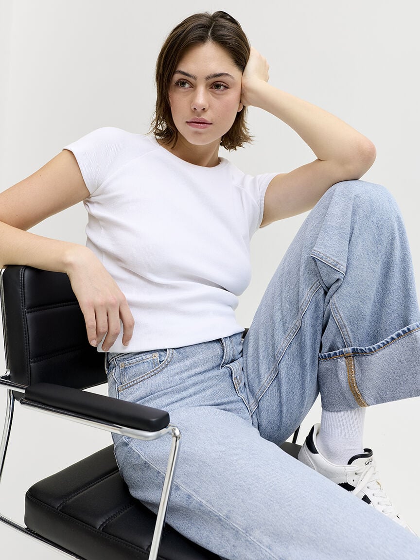 tokyo wide leg jean cuffed