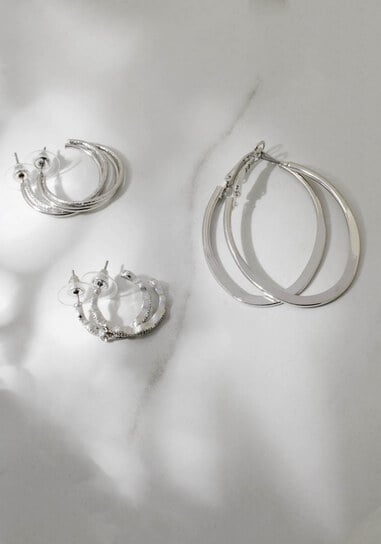 3 pack silver hoop earrings