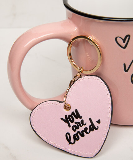 pink mug and keychain gift set Image 3