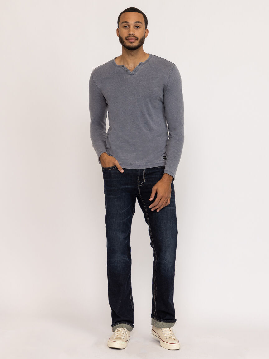 acid wash henley tee Image 2