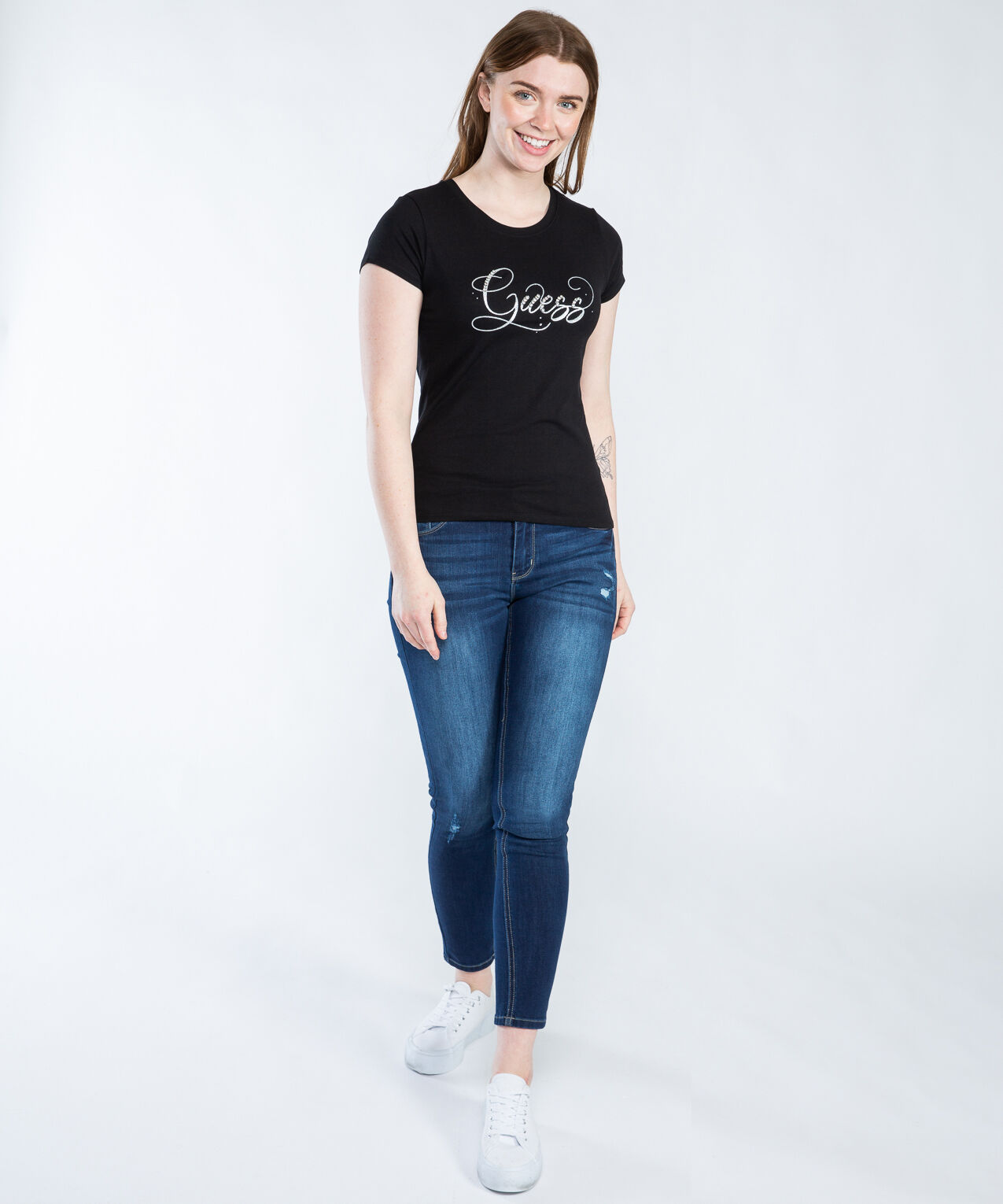 guess glitzy logo crew neck tee Image 4