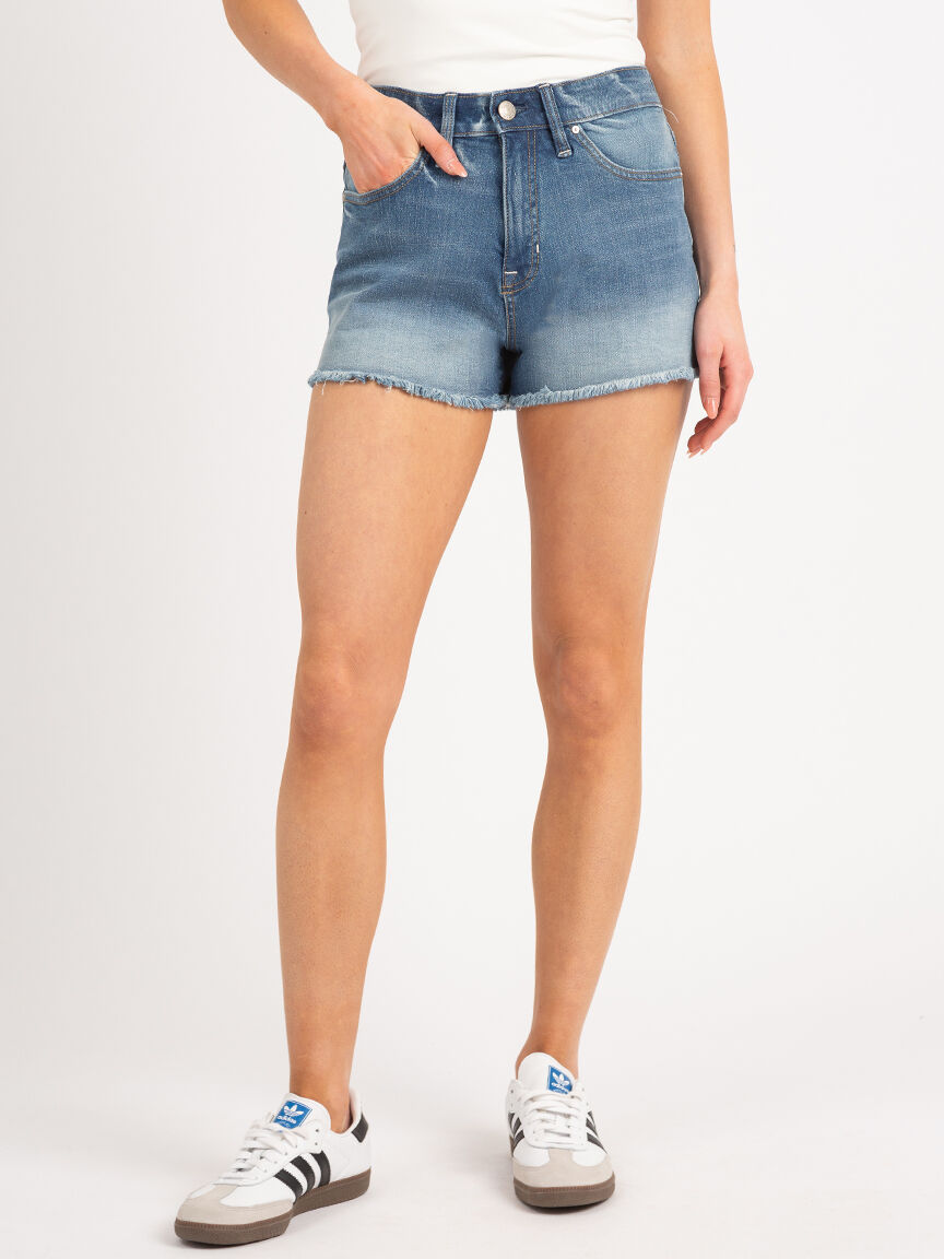 ultra high rise cutoff in medium stone wash
