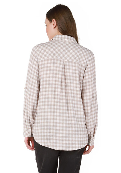 checkered button front blouse Image 2