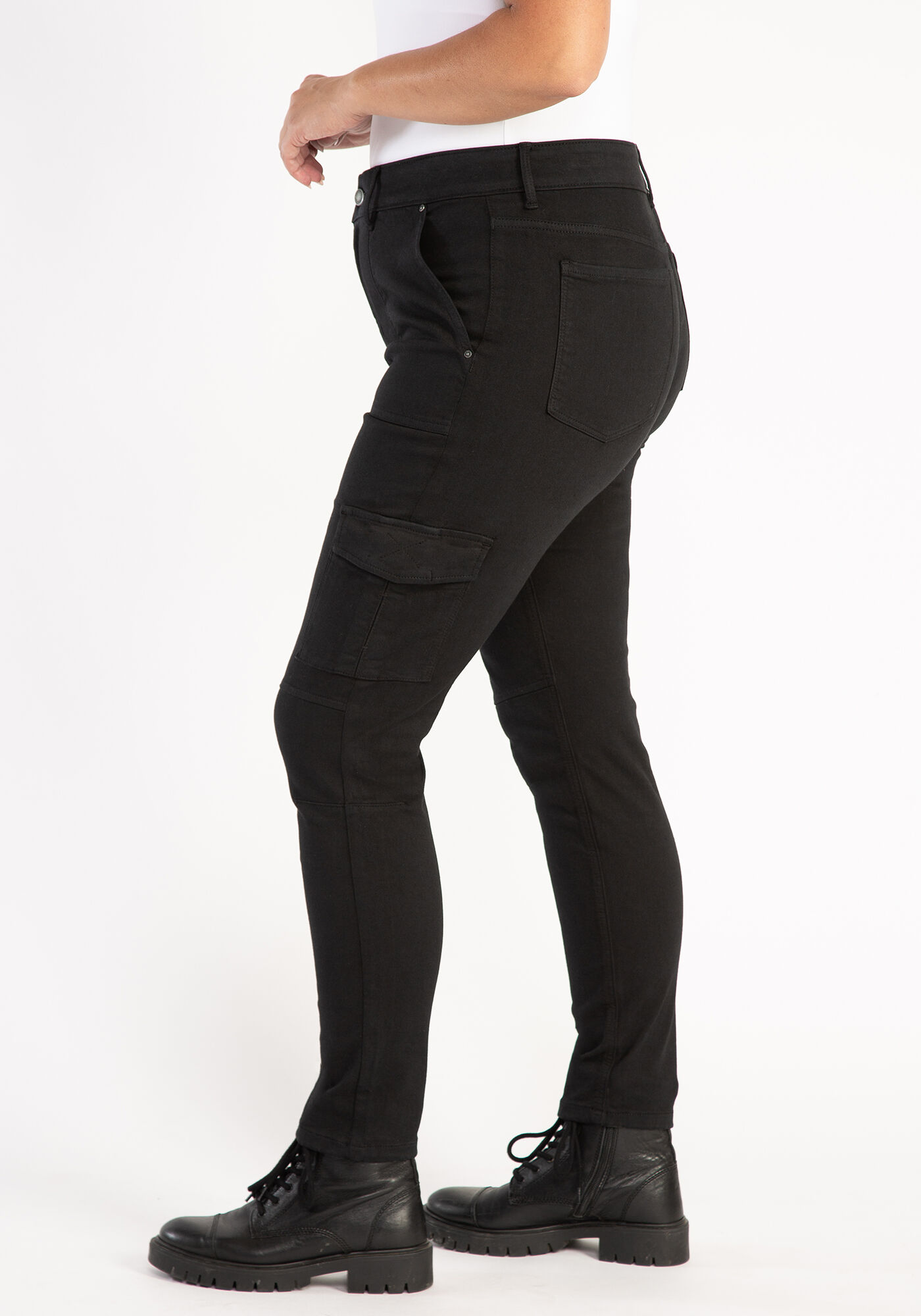 high rise skinny coloured cargo Image 1