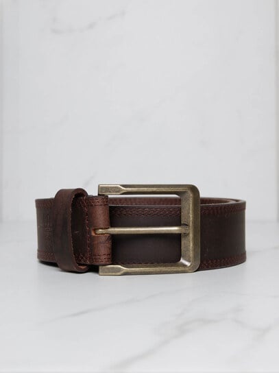 edge stitch leather belt