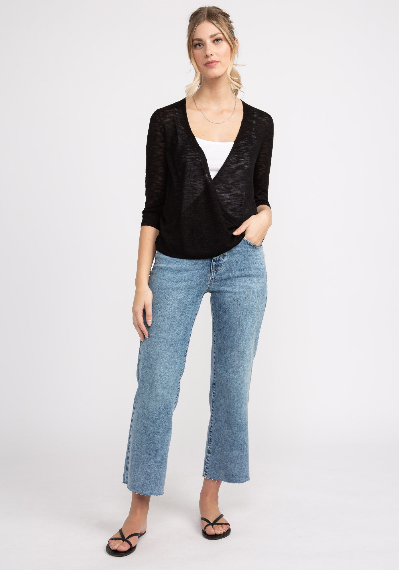 catherine &frac34; sleeve open cardigan Image 2