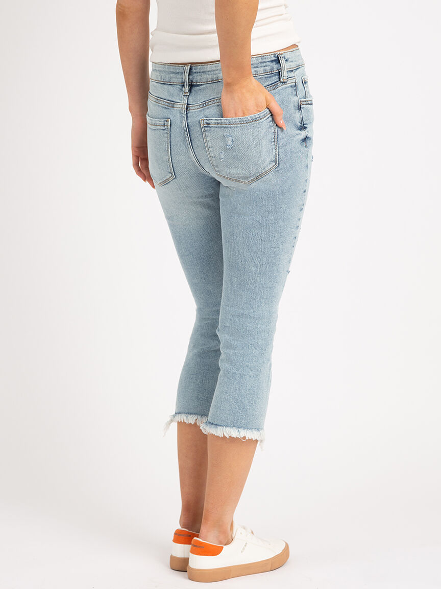 mid-rise capri jeans in light stone wash Image 4