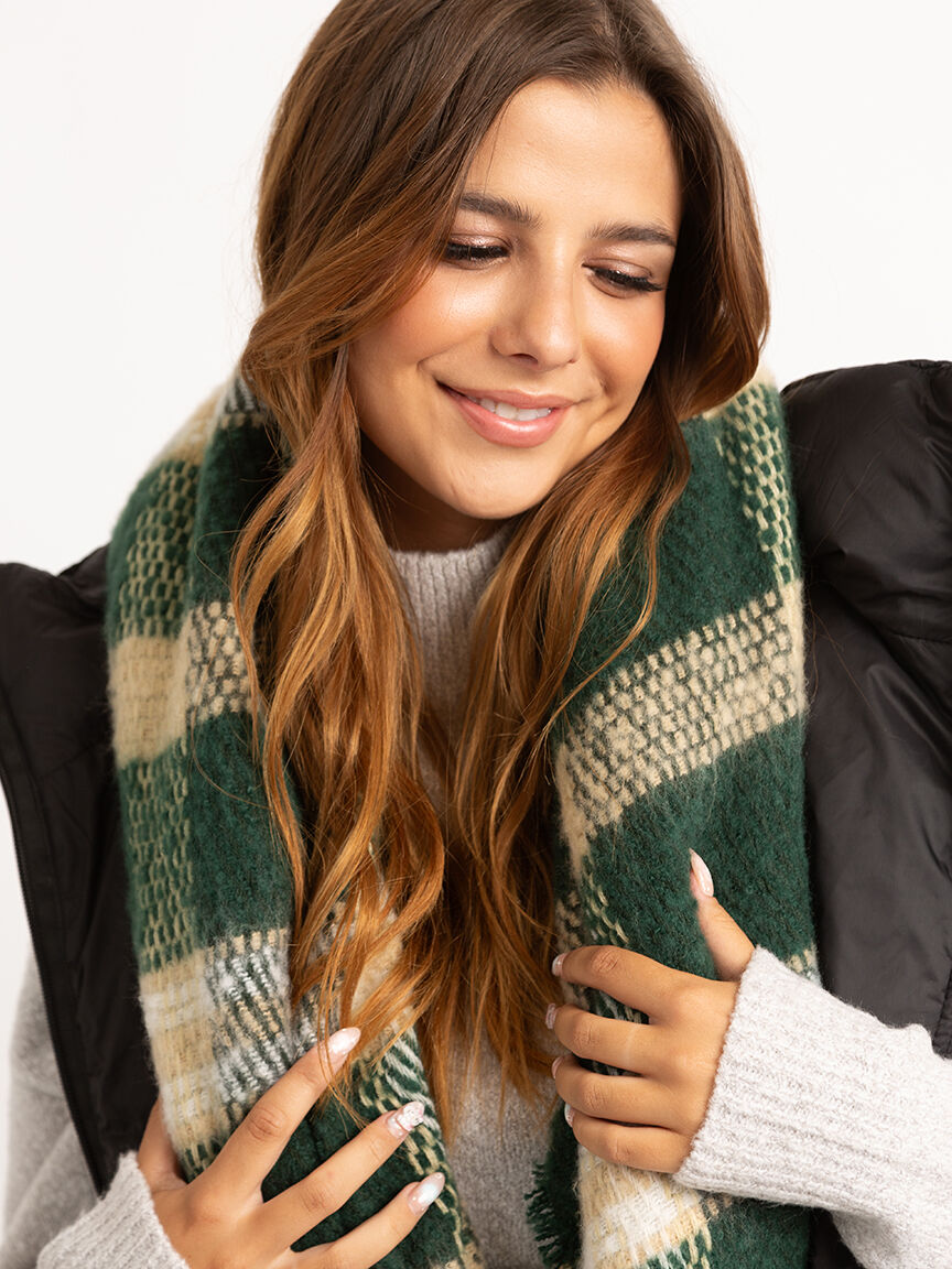 women's oversized plaid scarf Image 2