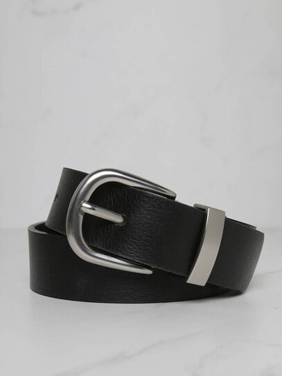 women's black leather belt
