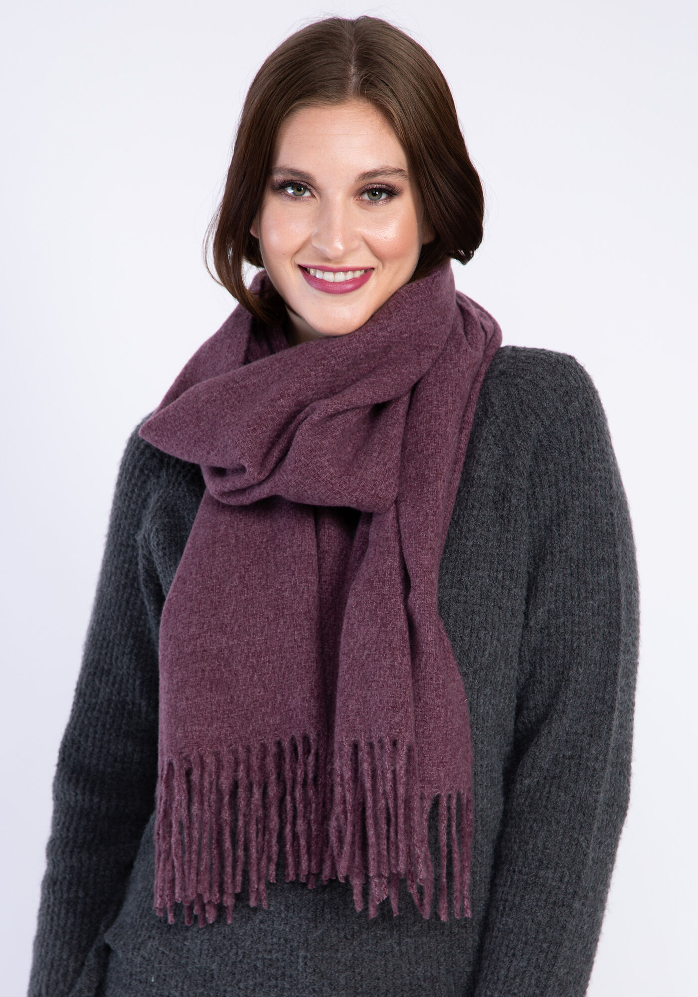 recycled poly scarf w frayed edge Image 1