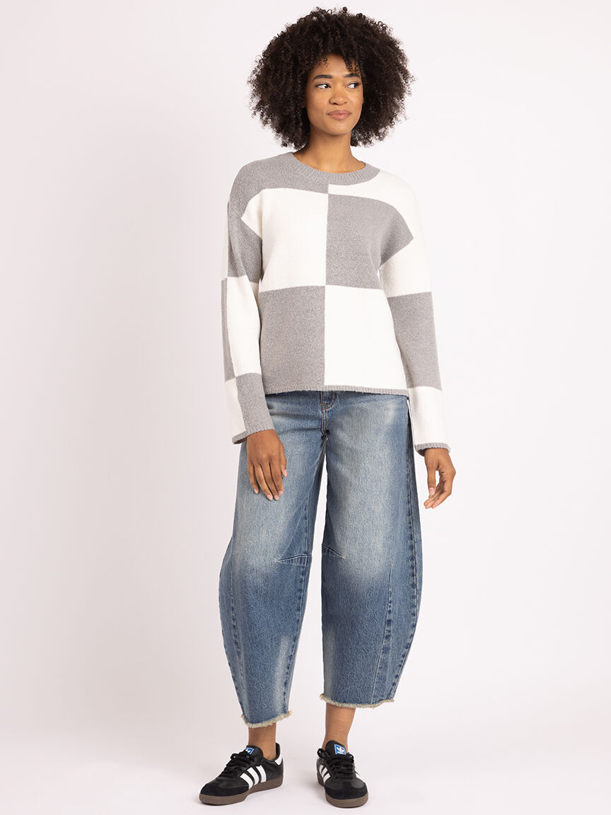 luciana crew neck plaid sweater Image 2