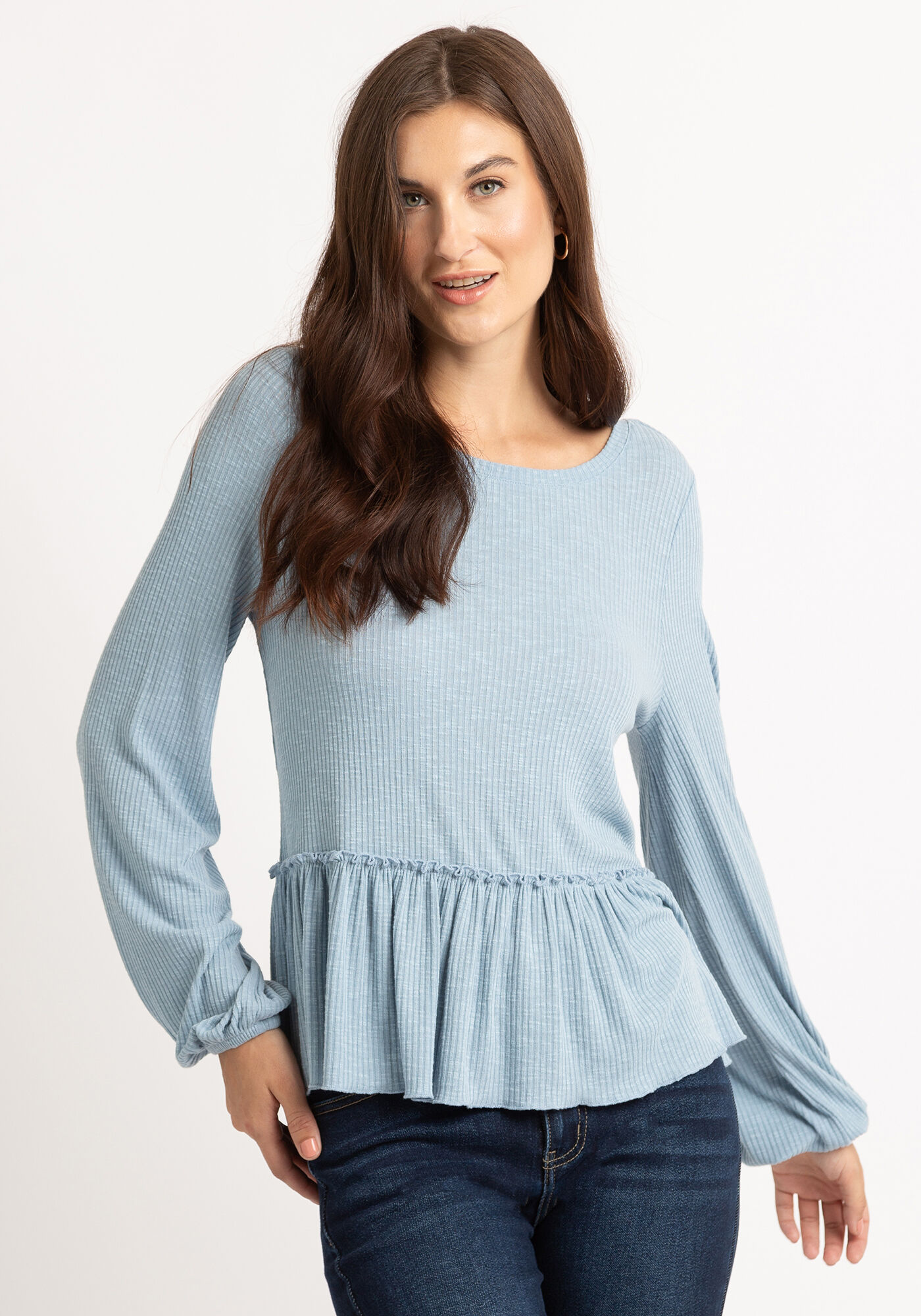 Long sleeve online peplum top