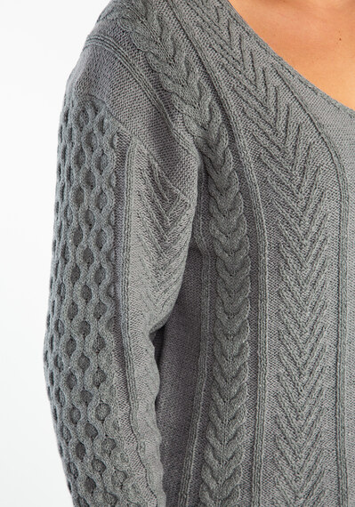 v neck cable popover sweater Image 5