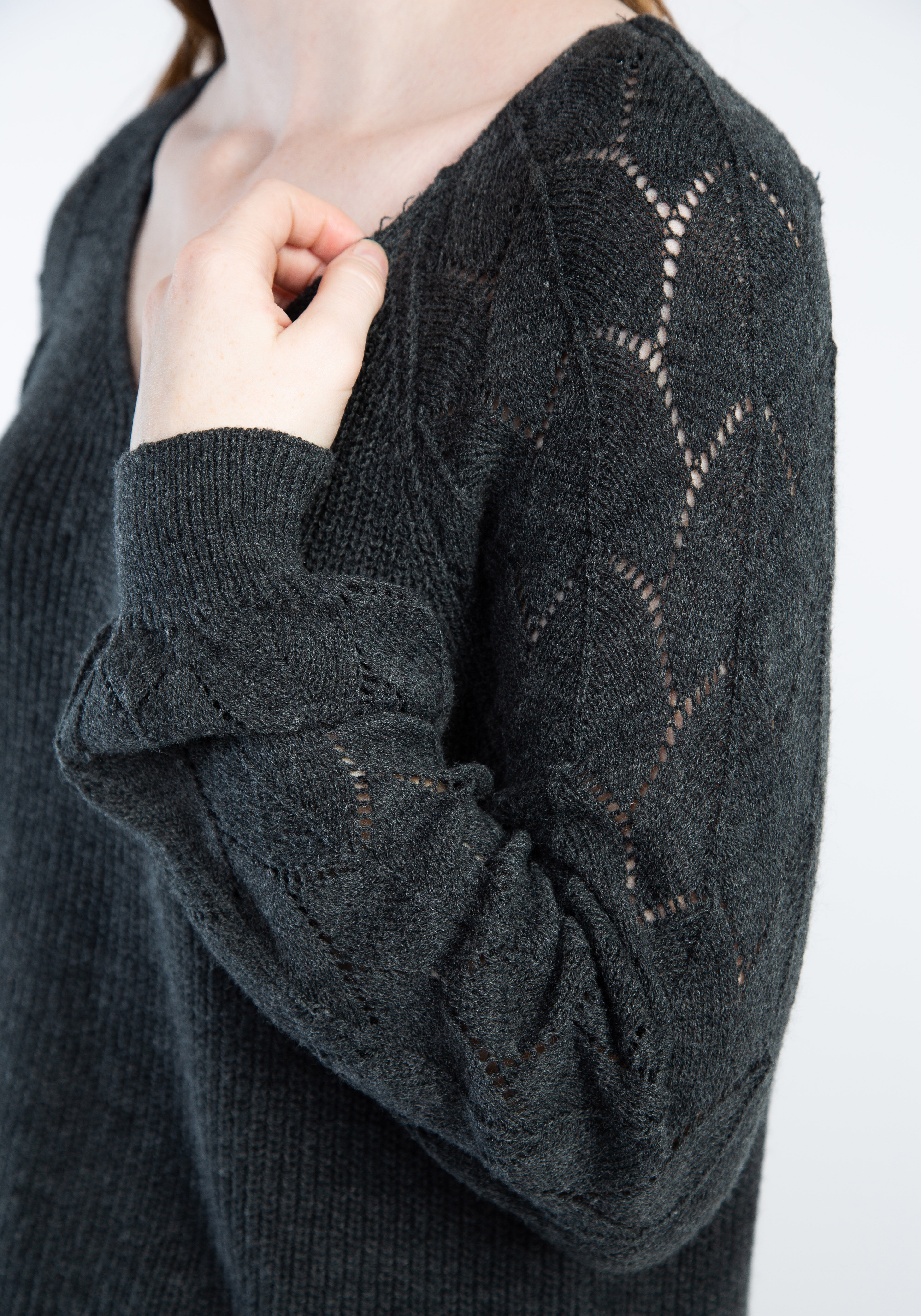 maxine v neck pointelle sleeve popover Image 5