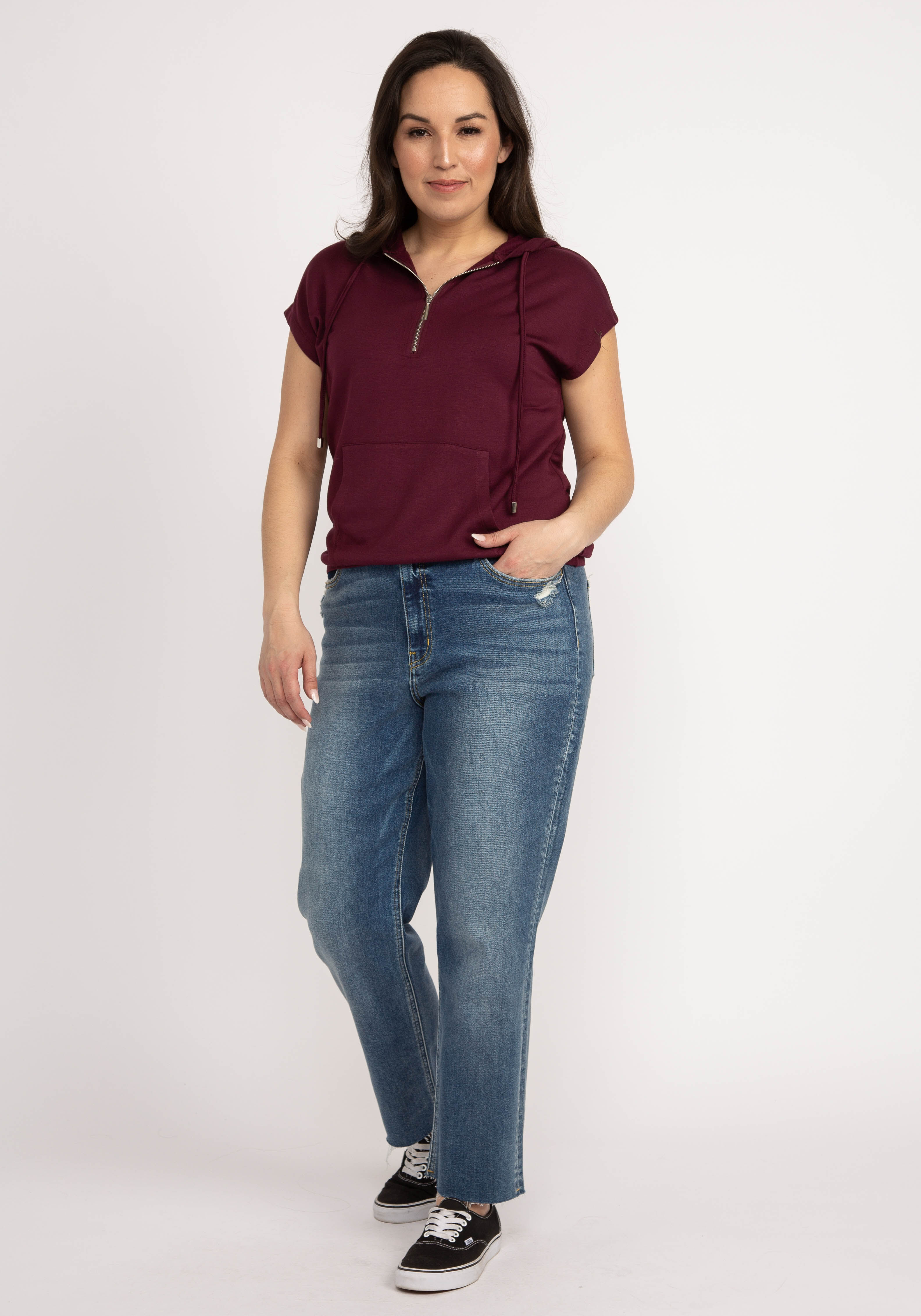 diana short sleeve 1/4 zip popover Image 3