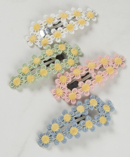 4 pack embroidered daisy hairclips Image 3
