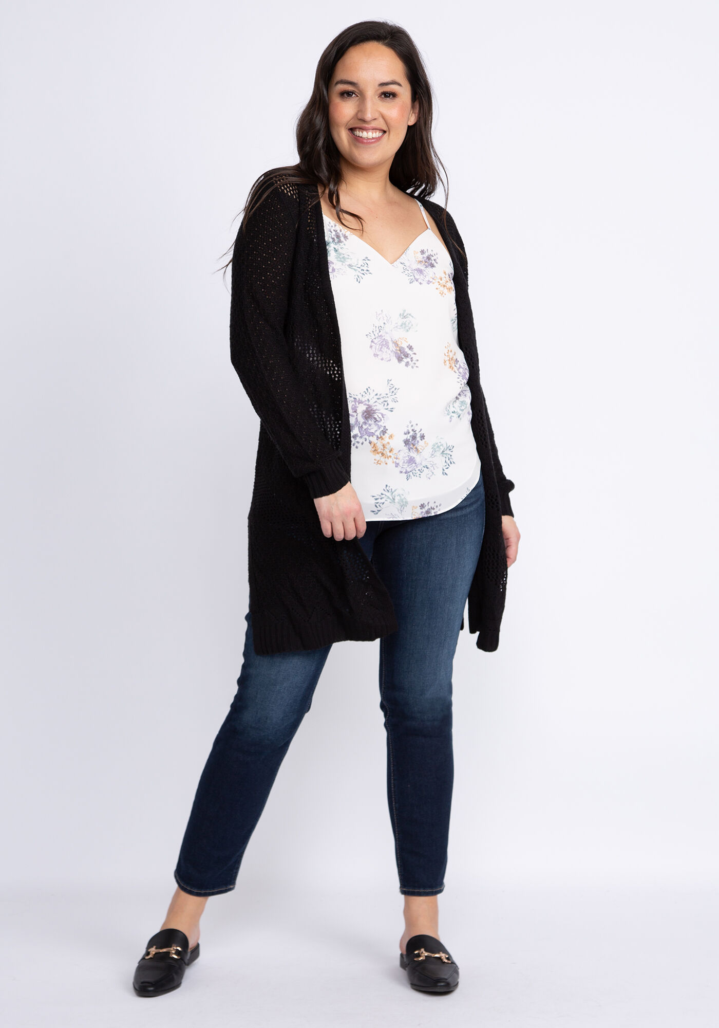 genevive lattice back open cardigan Image 1