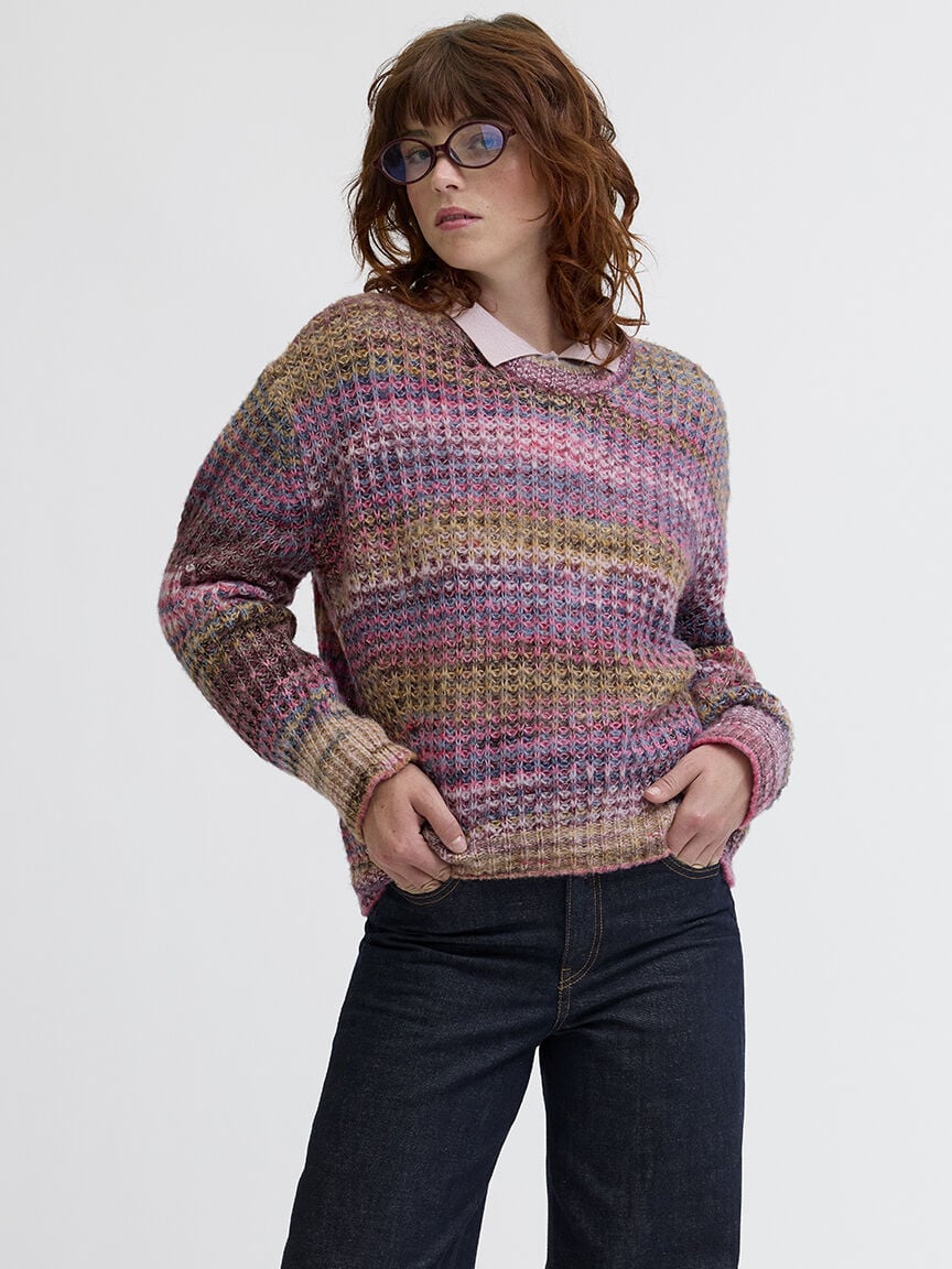 simone space dye crew neck sweater