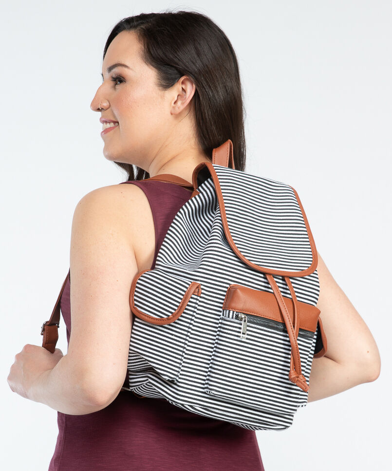 stripe canvas backpack Image 1