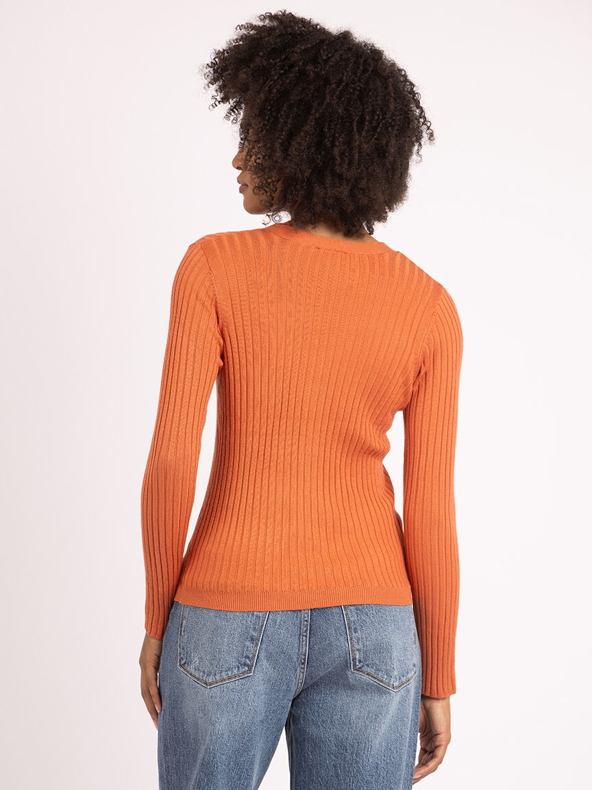 v neck henley sweater Image 4