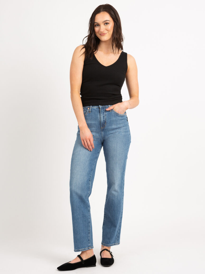 double v neck ribbed tank Image 2