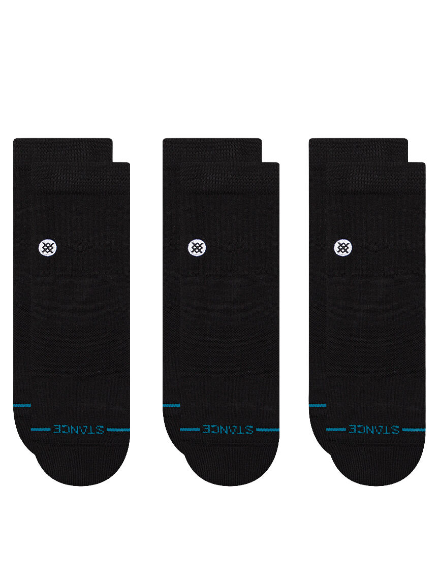 icon quarter sock 3pk black
