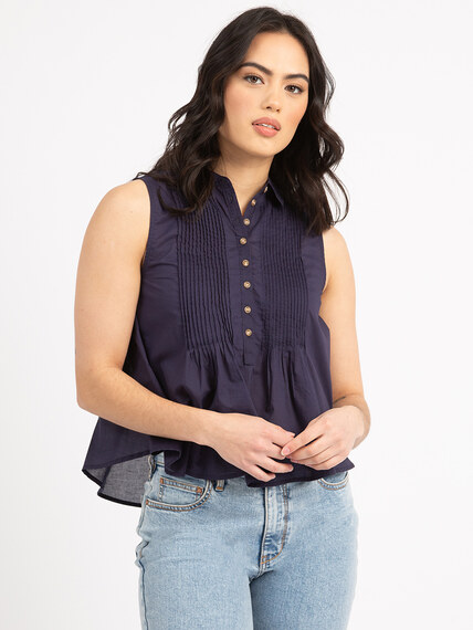sleeveless pintuck blouse Image 1