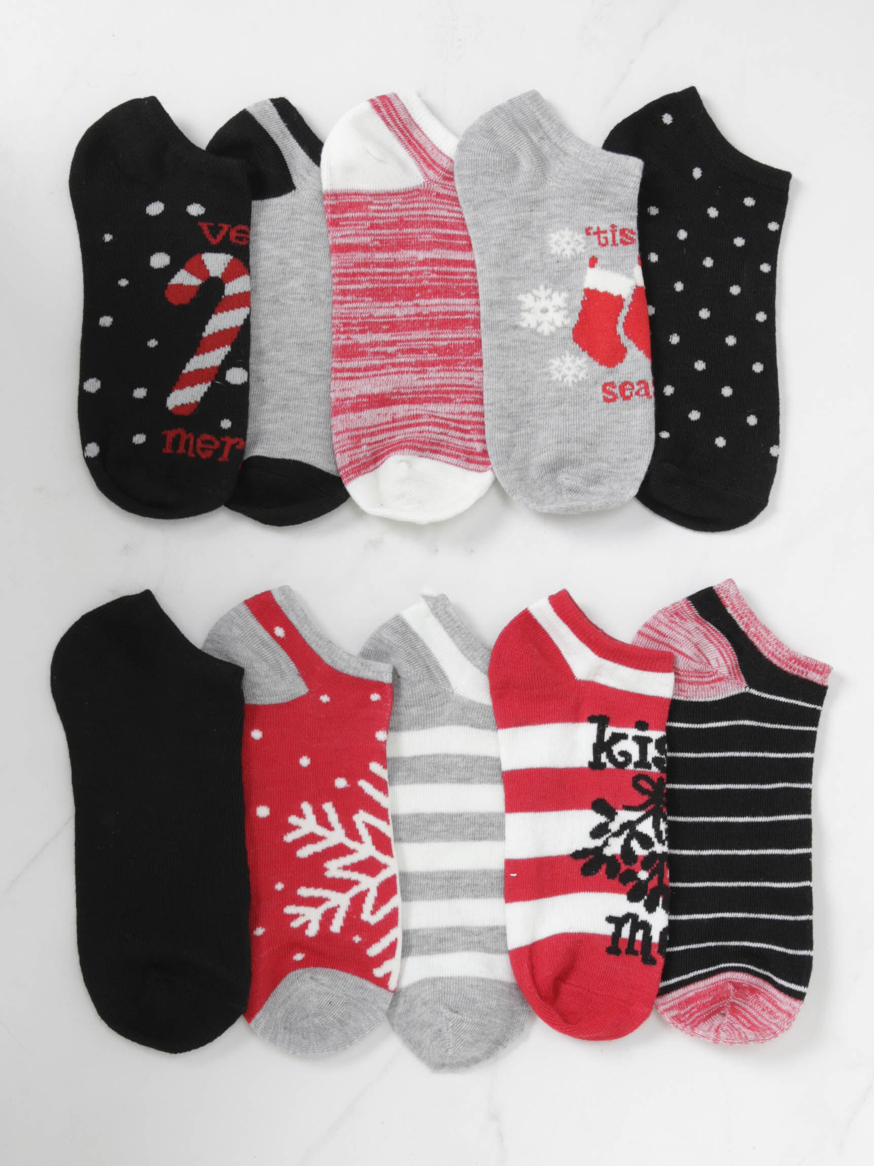 10 pack holiday no-show socks Image 1